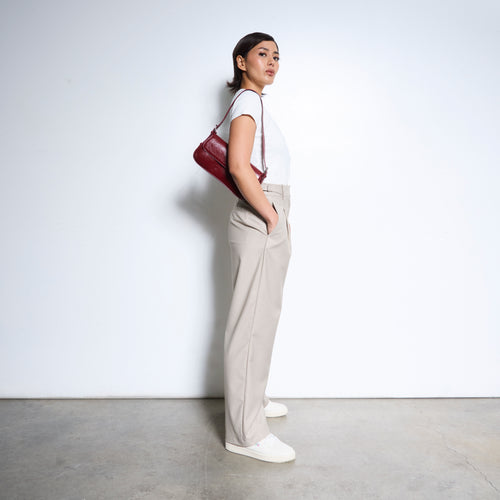 Rhene Straight Pant in greige, full length view